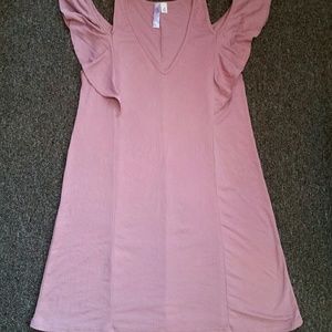 Alya Dusty Rose Cold Shoulder Dress